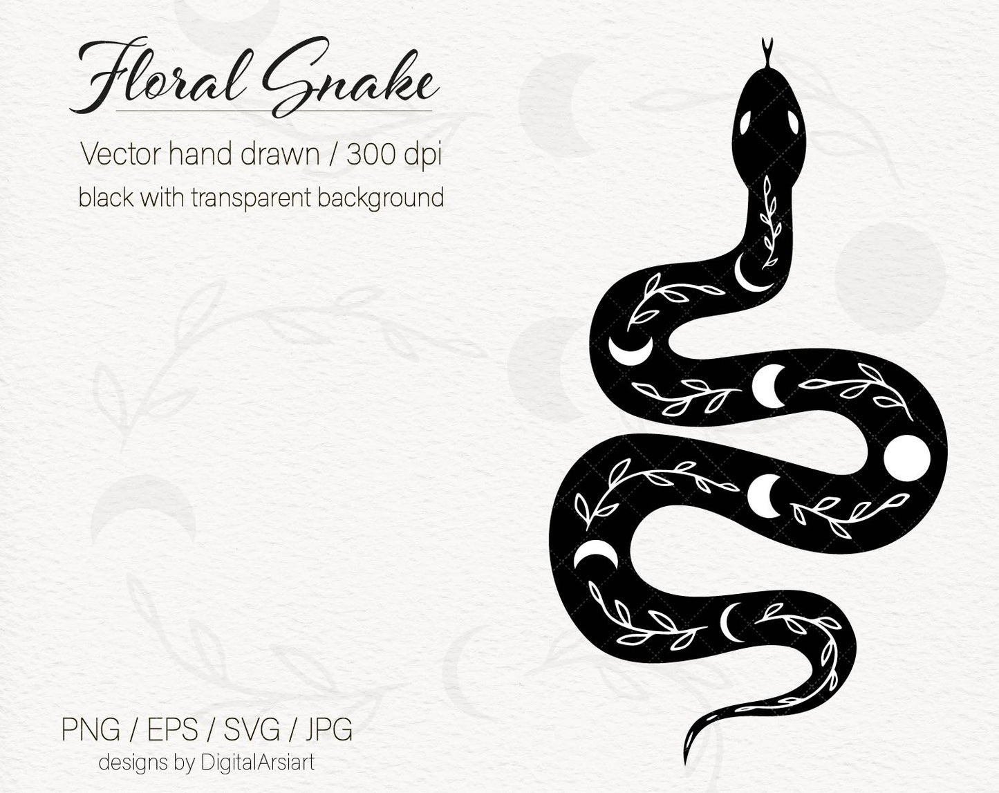 Floral snake svg Lunar phase - 0511